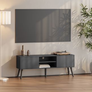 Fernsehtisch Eskilstuna mit 2 Schranktüren und 2 Ablagen Dunkelgrau [en. casa]