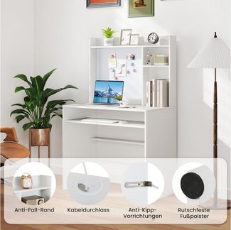 KOMFOTTEU Schreibtisch, Computertisch mit Magnettafel, 89 x 50 x 138 cm