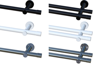 Garduna Gardinenstange Ø 20mm / 1- oder 2-Lauf, 1-läufig, kürzbar, Metall, 2-lauf 1-lauf, Gardinenstange komplett, hochwertig, Fixmaß, 20mm