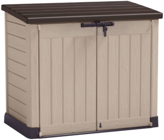 Dmora Gartenschrank Hinton, Gartenmöbel, Mehrzweck-Gartenschrank, Container für Balkon oder Garage, 146x82 h125 cm, Beige