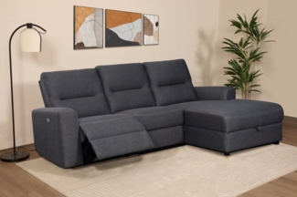 Home affaire Ecksofa VENOIR, L-Form, 250 cm, manuelle u. elektrische Funktion (m. USB A/C), Stauraum unter der Recamiere, 2. Staufach, Federkern
