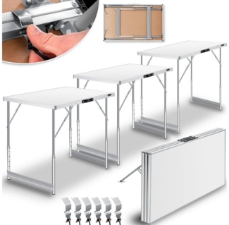 KESSER® Multifunktionstisch Profi 3- teilig, mit Ausziehfunktion, höhenverstellbar, 100x60 cm, Weiß