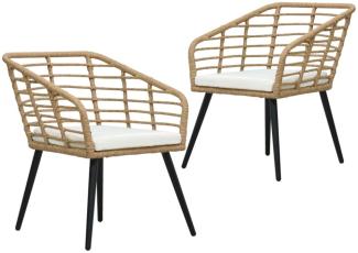 vidaXL Gartenstühle 2 Stk. mit Auflagen Poly Rattan Eiche 48576