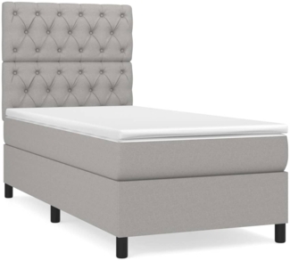 vidaXL Boxspringbett mit Matratze Hellgrau 80x200 cm Stoff 3141969