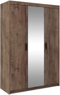 AX LIVING Storicos 3D 3-türige Kleiderschrank mit Spiegel Eiche Lefkas