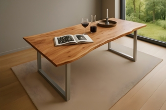 Esstisch Baumkante massiv Akazie natur 180 x 90 silber QUINN 61854163