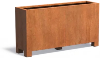 Adezz Pflanzgefäß Carrez mit Füßen aus Corten-Stahl Pflanzkübel Größe 150x40x80 cm