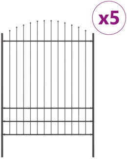 vidaXL Gartenzaun Grau 850 x 200 cm Pulverbeschichteter Stahl 3360117