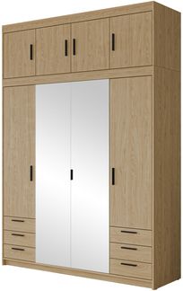 Kleiderschrank Elena 4D6S (Farbe: Geölte Eiche, mit Schrankaufsatz)