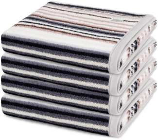 Ross Vita 4 tlg. Frottier-Set - 4 X Handtuch (50 X 100cm) - 520 - Dunkelgrau / braun