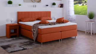 Meisterbetten Boxspringbett Inka 200x200 in WT-Terrakotta, Matratzenbezug Nano, Komfortschaum-Topper