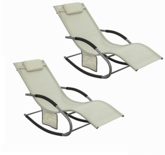 SoBuy Gartenliege OGS28x2, 2-er Set Swingliege Schaukelliege Sonnenliege Liegestuhl mit Tasche