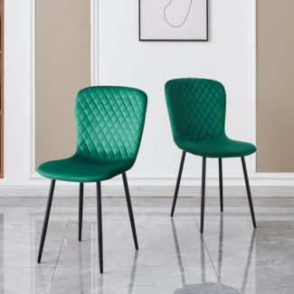 JYMTOM Esszimmerstuhl mit Rücklehne und Beinen aus Metall, Retro-Design (2 St), Polsterstühle für Küche, Esszimmer und Bar, 85.5×58×45.5cm