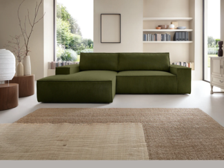 Vente-unique - Ecksofa mit Schlaffunktion - Ecke links - Cord - Khaki - AMELIA