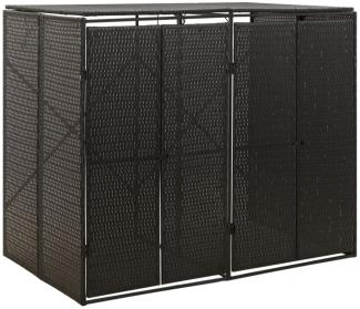 vidaXL Mülltonnenbox für 2 Tonnen Schwarz 140x80x117 cm Poly Rattan 319861