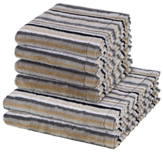 Cawö Lifestyle 6 tlg. Frottier-Set - 4 X Handtuch (50 X 100cm), 2 X Duschtuch (70 X 140cm) - 512 g/m2 - Kiesel