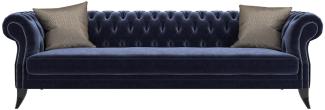 Casa Padrino Luxus Chesterfield Samt Sofa Lila / Schwarz / Silber 250 x 100 x H. 80 cm