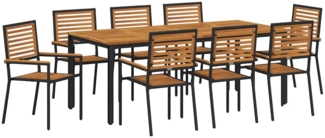 vidaXL Garten Essgruppe 9 pcs Schwarz 200 x 100 x 75 cm Poly-Rattan 3365508