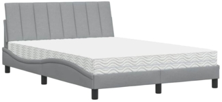 vidaXL Bett mit Matratze "Hanko" Hellgrau 140x190 cm Stoff 3310524