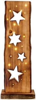 LED Weihnachtsleuchte Sternenmotiv, Holz, Timer, H 60 cm