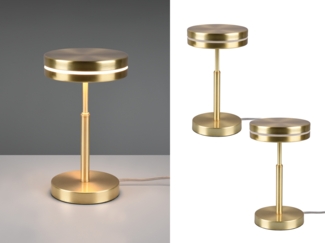 2-er Set kleine LED Tischleuchten rund, Messing, Höhe 25cm