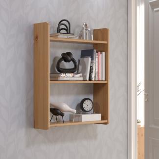 Inter-Furn Mestre - Garderobe Wandboard mit Regale - Massivholz Kiefer, Honigfarben lackiert - B/H/T: 60 / 74 / 16 cm