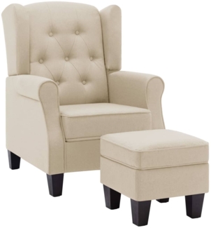 vidaXL Sessel mit Fußhocker Creme Stoff [320160]