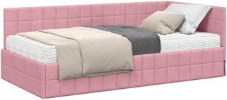 vidaXL Eckbettgestell mit Matratze mit Kopfteil 2 pcs Grau Samt 3393951