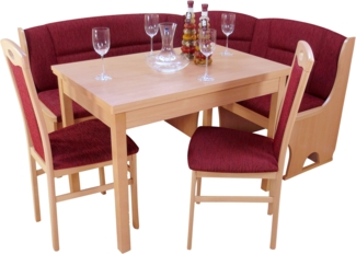 4tlg. Eckbankgruppe "Josef" 125x165 cm, buche/bordeaux