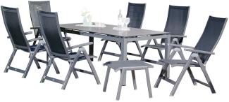 Sonnenpartner 8-teilige Sitzgruppe Fresno & Base 160x90 cm Aluminium anthrazit
