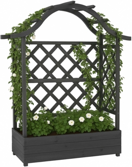 Hochbeet HWC-P66, Pflanz-/Blumenkasten Pflanzkübel Rankgitter Rankhilfe Spalier Holz MVG 138 x 110 x 44 cm ~ anthrazit-grau