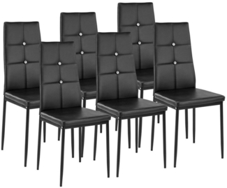 tectake Esszimmerstuhl 6er Set Esszimmerstuhl (6er Set, 6 St), gepolstert mit Kunstlederbezug