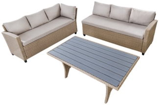 riess-ambiente Sitzgruppe MONACO 240cm natur, (Set, 1-tlg), Gartenmöbel · wetterfeste Ecklounge inkl. Tisch · Outdoor · Design