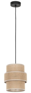 Licht-Erlebnisse Pendelleuchte GREET, ohne Leuchtmittel, Jute Metall Ø 20 cm Schwarz Natur E27 Boho Esstisch