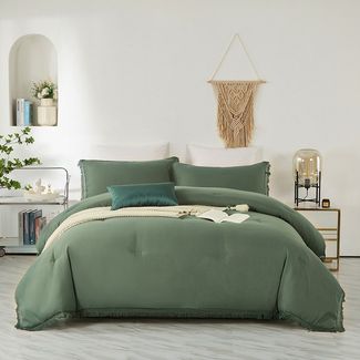 wohnTRAUM24 Bettwäsche Boho-Quasten-Bettwäsche-Sets 135x200 200x200, für alle Jahreszeiten, Quasten, 2 teilig, Premium Qualität, 100 % Polyester, sehr weich, uni, ab 135x200 cm