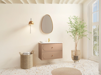 Vente-unique - Badezimmermöbel hängend - Altrosa - 80 cm - SATOBAL