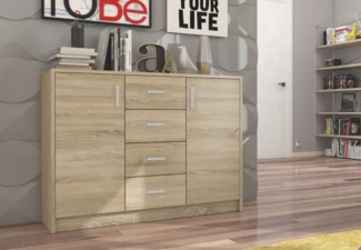 Home Collective Kommode mit 2 Türen & 4 Schubladen – Funktional & Modern, 110x35x85 cm, Sonoma
