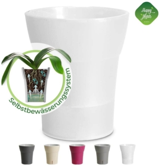 Happy plants Blumentopf Dali-Dea - Selbstbewässernder Orchideentopf, Mattoptik, rund, leichtgewichtig