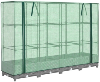 vidaXL Hochbeet mit Gewächshaus-Aufsatz Rattan-Optik 160x40x123 cm 4015854