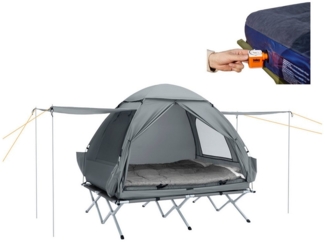 SoBuy Feldbett OGS32 Feldbett mit Zelt 1/2 Personen 7in1 Wurfzelt mit Luftpumpe,Campingzelt