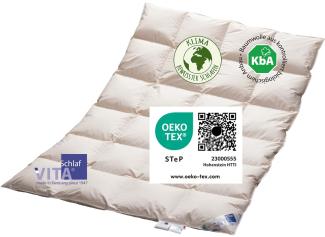 Vitaschlaf® Bio-Luxe-KBA TESTSIEGER Deutsche Gutshofdaune W5 - WARM DAUNENDECKE Organic 100% Nature Daunendecke Deutsche Qualität (200 x 220 cm)