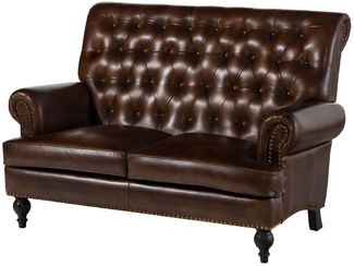 Sofa 2-Sitzer Echtleder 140x84x94 braun CHESTERFIELD #106
