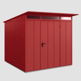 Hörmann Ecostar Metall-Gerätehaus Elegant mit Pultdach Typ 2, 238 x 238 cm , purpurrot, 5,7 m²,1-flüglige Tür