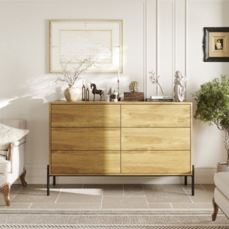 FUFU&GAGA Sideboard mit 6 Schubladen, Massivholz