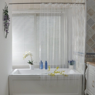 Rosnek Duschvorhang Transparent, verdickt, PEVA, mit Haken, für das Badezimmer Breite 120 cm (1-tlg), Höhe 180/200 cm, 6 Größen, wasserdicht