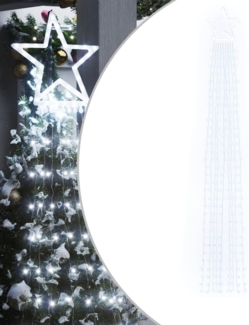 vidaXL Weihnachtsbaum-Beleuchtung 320 LEDs Kaltweiß 375 cm 356924