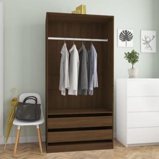 Kleiderschrank, Holzwerkstoff, Braun Eiche-Optik, 100 x 50 x 200 cm