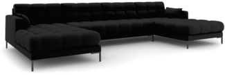 Micadoni Panorama-Sofa Mamaia 6-Sitzer Strukturierter Stoff Schwarz Metall schwarz