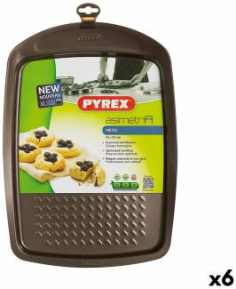 Backform Pyrex Asimetria rechteckig Schwarz Metall 33 x 25 cm (6 Stück)