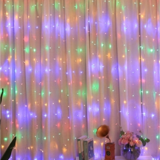 Rosnek LED-Lichtervorhang 2x2M, wasserdicht, USB, für Schlafzimmer Wand Fenster Weihnachten Deko